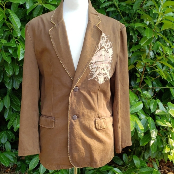 Positano Graphic Print Brown Blazer Size XL. 90's Y2K - Picture 1 of 10